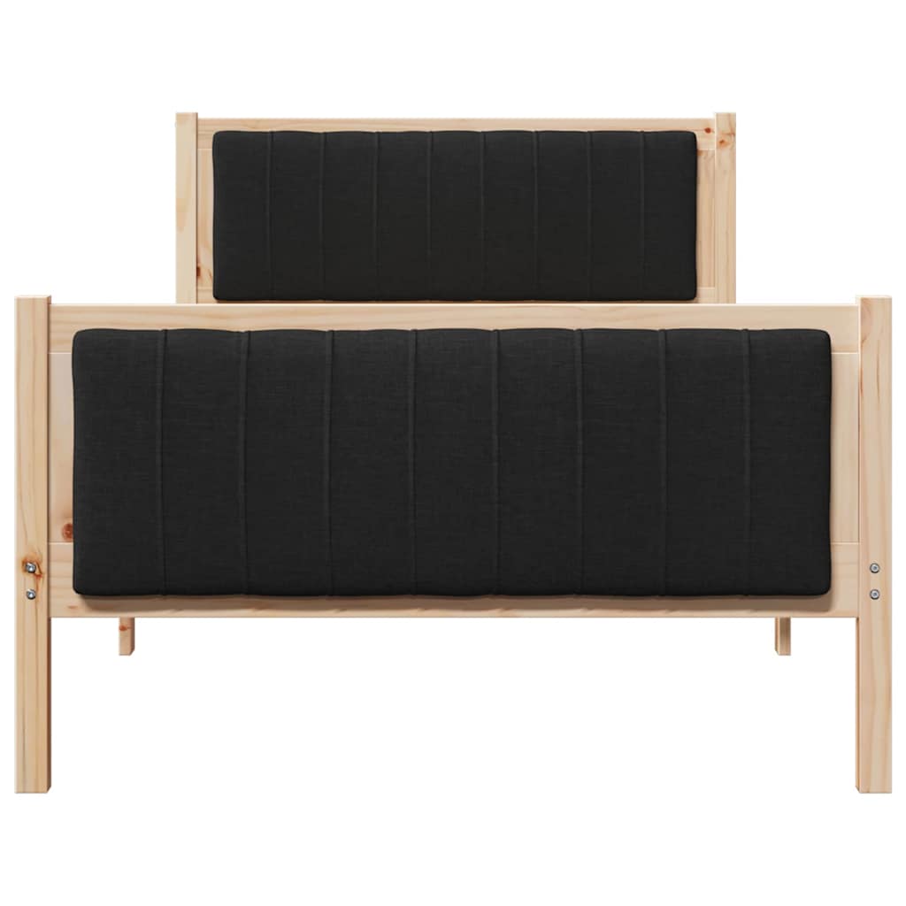 Bed frame Brown and black 100 x 200 cm Solid pine wood